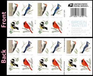 US 5317-5320 5320b Birds in Winter F horz gutter booklet 20 MNH 2018