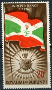 Burundi Sc#32 MNH, 20fr brn, red & emer, Independence (1962)