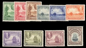 Antigua #67-76 Cat$262, 1932 Tercentenary, complete set, lightly hinged