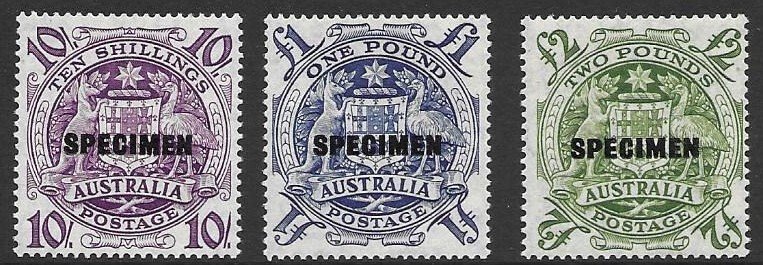 Australia 219-21 1949  3 issues  unused OP specimen