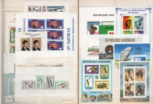 Gabon 1962-90 group of 18 um m/sheets incl 1962 Aviation, Kennedy, Parrots,