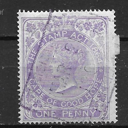 Cape of Good Hope 1d Victoria Revenue Stamp U (18-101)