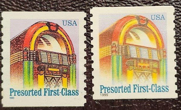 US Scott # 2911,2912,; two (25c) Jute Box from 1995-97; VF; used