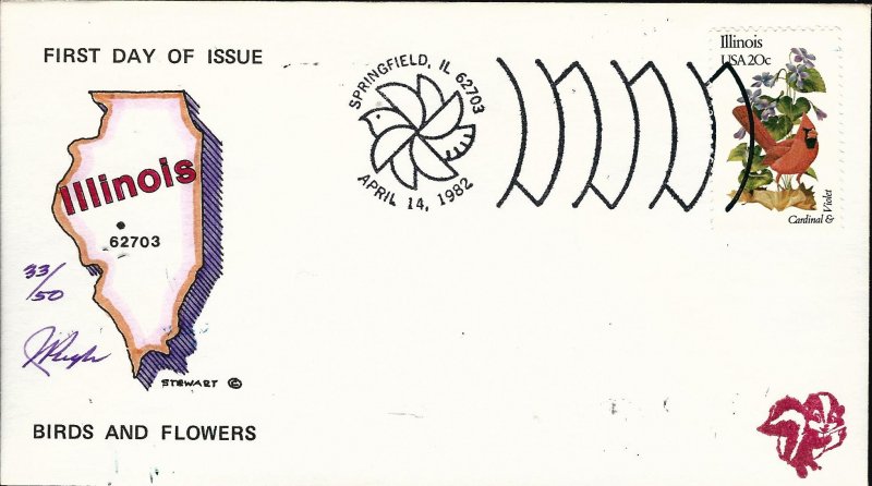 Beautiful Pugh Designed and Painted Illinois FDC -only 50 created...