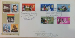 GB FDC 1970 ANNIVERSARIES PHILART  COVER . CANTERBURY SPECIAL HANDSTAMP CAT £25 