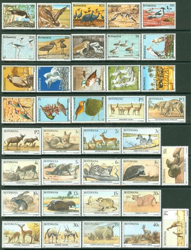 EDW1949SELL : BOTSWANA 1982-87 Scott #303-20, 404-23 Wildlife. VF MNH. Cat $134.