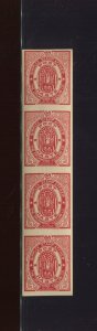 TD27 SIMPLEX STAMP AFFIXER TEST COIL IMPERF STRIP OF 4 STAMPS (Bz 1086)