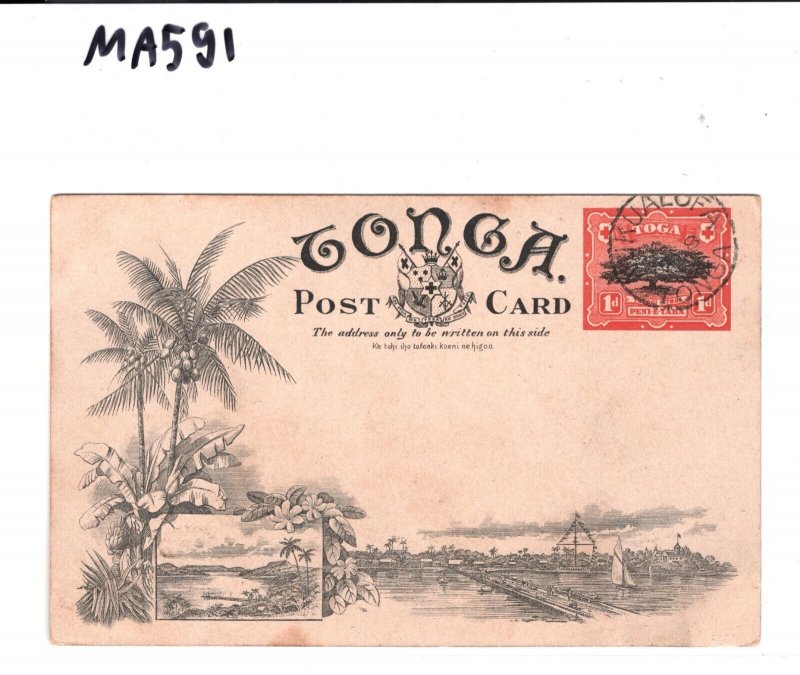 TONGA Stationery ILLUSTRATED Postcard *BLOW HOLES* Houma Nukuʻalofa CDS MA591