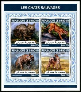 HERRICKSTAMP NEW ISSUES DJIBOUTI Wild Cats Sheetlet