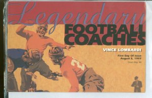 US 3145 1997 32c vince lombardi, legendary football coach, on FDC cermony program, stamp wtih first day cancel inside