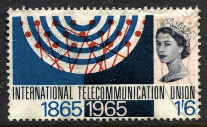 STAMP STATION PERTH Great Britain #443 QEII World Telecomm. Stations Used