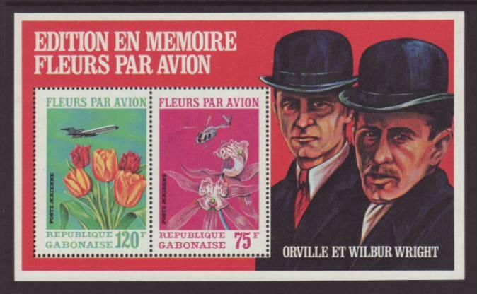 Gabon Flowers and Airplanes C111a Souvenir Sheet MNH 