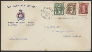 1937 #231-233 1c-3c George VI Mufti FDC Canadian Legion Calgary Branch