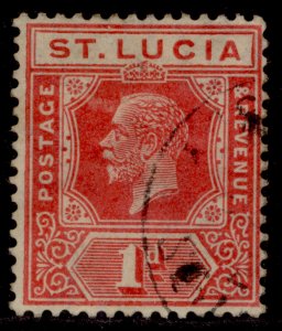 ST. LUCIA GV SG92, 1d rose-carmine, FINE USED. Cat £22.