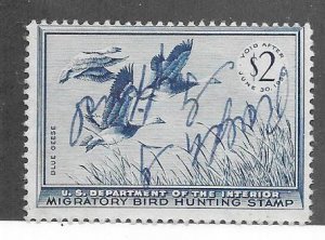 US #RW22 1955 $2 Federal Duck Stamp (U)  dark blue PLATE# SINGLECV$12.50