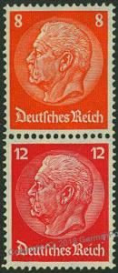 Germany 1933 Hindenburg Michel S112 MH Wmk Net Se-Tenant Zusammendruck 53326