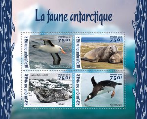 Antarctic Fauna Stamps Niger 2016 MNH Penguins Birds Seals Marine Animals 4v M/S