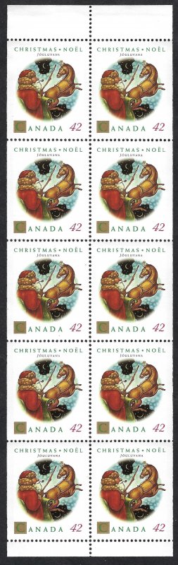 Canada #1452a 42¢ Jouluvana (1992). Pane of 10 stamps. MNH