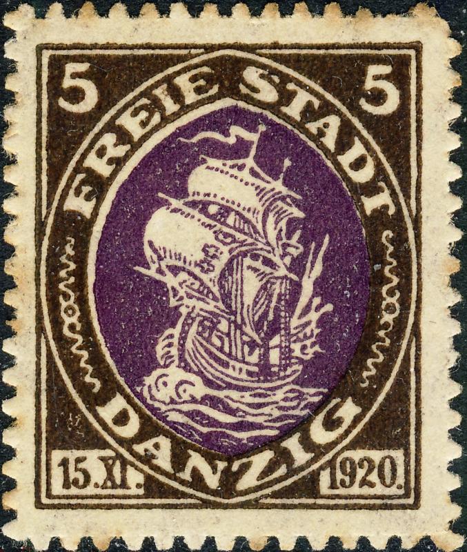 DANZIG - 1921 - Mi.53 5pf brown & dark violet - Mint*