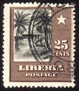 1909, Liberia 25c, Used, Sc 121