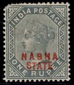 INDIAN STATES - Nabha QV SG13a, 1r slate, M MINT. Cat £325. OPT DOUBLE 1 ALBINO