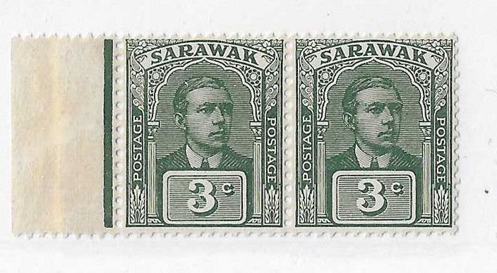 Sarawak Sc#54  3c green pair NH VF