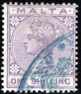 13 Malta, 1sh violet, wmk. 2, p.14, used, F
