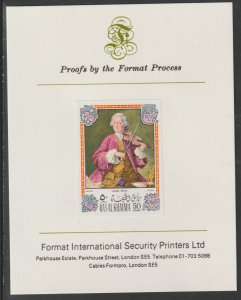 RAS AL KHAIMA 1972 PORTRAITS OF MOZART  imperf on FORMAT INT PROOF CARD