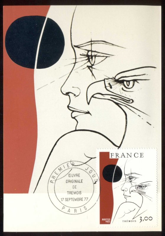 France 1977 Art, Head & Eagle Maxicard
