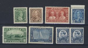8x Mint Canada Stamps George V Jubilee #211-1c to 216-13c Yacht 2x 193 GV=$49.50