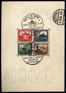 GERMANY Stamps B33 , Mi. BL 1Used S. Sheet 1930 IPOSTA  GORGEOUS