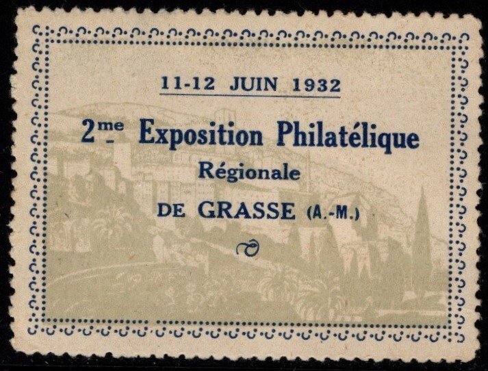 1932 France Poster Stamp 2nd Regional Philatelic Exposition de Grasse Unused