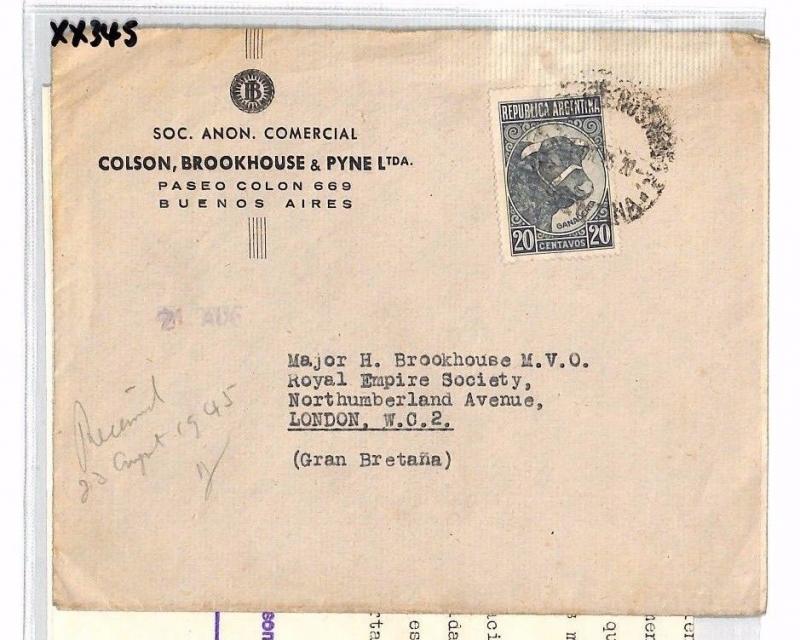 ARGENTINA Buenos Aires GB London Contents Royal Empire Society 1945 XX345