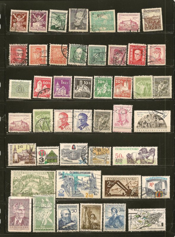 Czechoslovakia Collection of 45 Different Old Used/CTO Off Paper Stamps