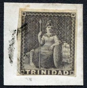Trinidad and Tobago SG10 (1d) Dark Grey White paper M/M Cat 95 pounds