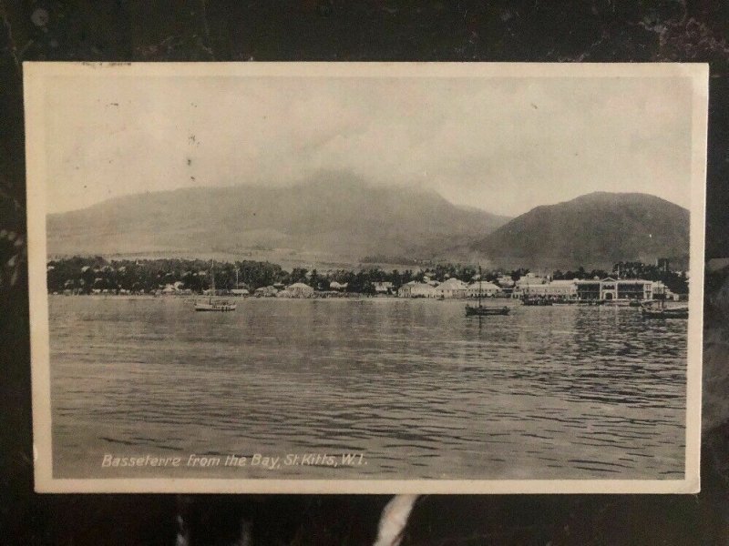 1931 Barbados RPPC Postcard Cover To USA Basseterre From The Bay St Kitts