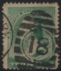 Scott # 213 2c Washington Fancy Cancel 18 Bold Strike