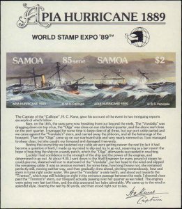 Samoa #755, 755e, Complete Set(2), Strip of 4+S/S, 1989, Stamp Show, Never Hi...