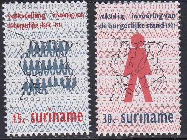 Suriname, # 389-390, Census Anniversary, NH, Half Cat.