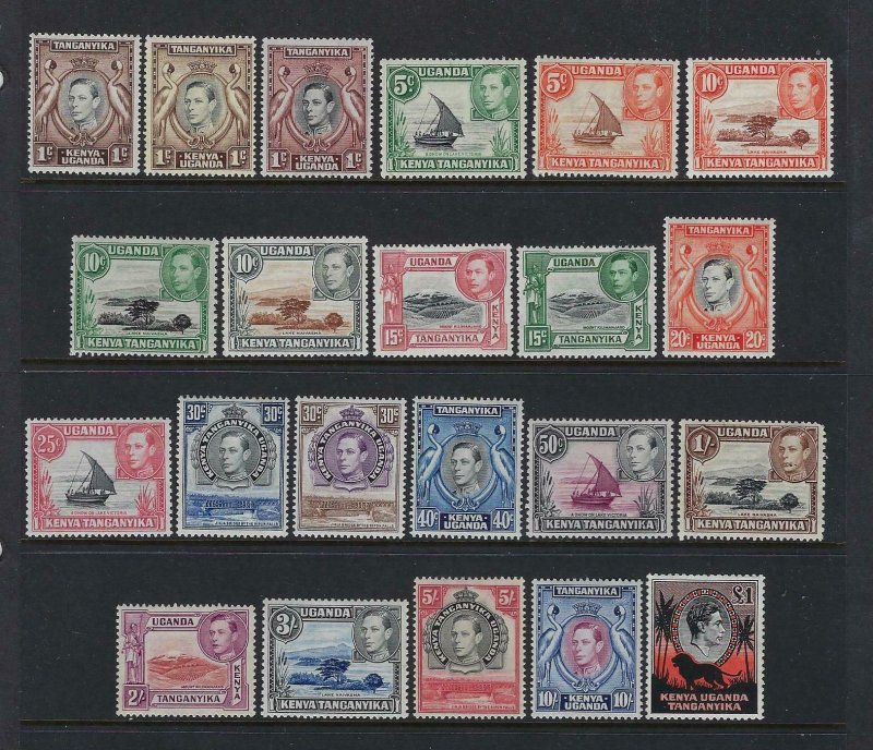 KENYA UGANDA TANGANYIKA SCOTT# 66-85b GEORGE VI SET ALL MINT SOME HR/NH/LH