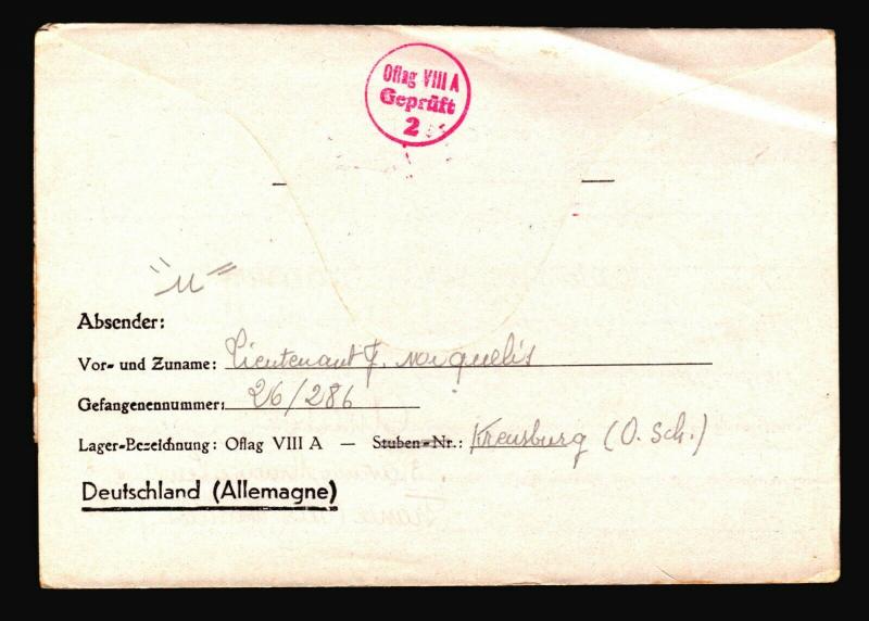 Germany 1941 POW Letter Cover to France / Corner Crease - Z14322