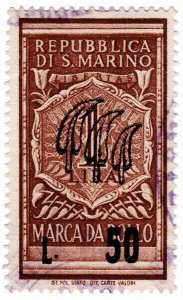 (I.B) San Marino Revenue : Duty Stamp 50L on 1L OP