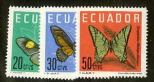 ECUADOR 680-2 MNH (PART SET) SCV $3.75 BIN $1.90 BUTTERFLIES