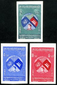 Cambodia Stamps # 59-61 MNH XF Flags - Imperforate