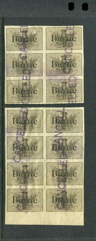 14 VINTAGE BARRIE NEW YORK TRADE MARK IMPERF Poster Stamps (L1128) 19 CENTURY NY