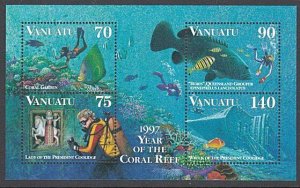 VANUATU 1997 Coral Reef souvenir sheet fine used x 5.......................A276b