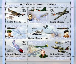 GUINEA BISSAU - 2005 - WWII Military Aircraft -Perf 5v Sheet-Mint Never Hinged