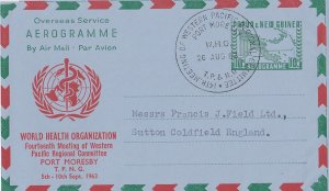 Papua Guinea 10c Map World Health Organization Commemorative Air Letter 1963 ...