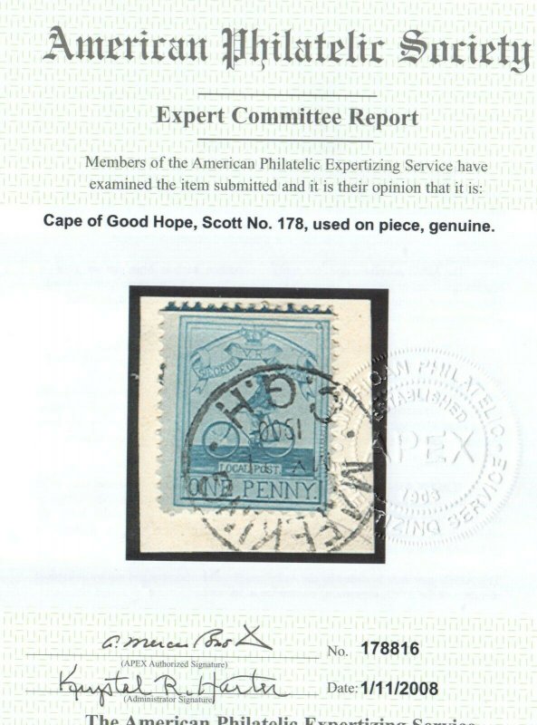 Cape Of Good Hope #178 (SG #17) Very Fine Used On Piece With SON Mafeking CDS