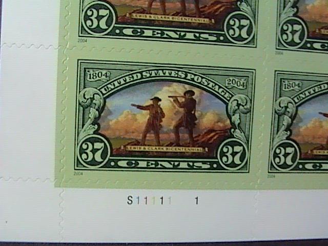 U.S.# 3854-MINT/NEVER HINGED--PANE OF 20---LEWIS & CLARK-EXPLORERS----2004